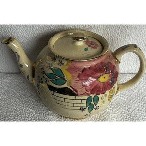 Vintage James Sadler Teapot 1960s Multicolored Floral & Gold Trim England VGUC